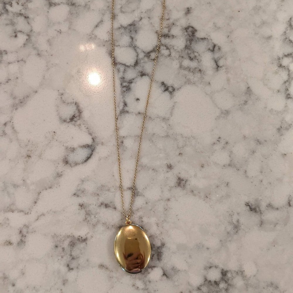 J. Crew dainty gold-plated oval locket necklace, NWT!